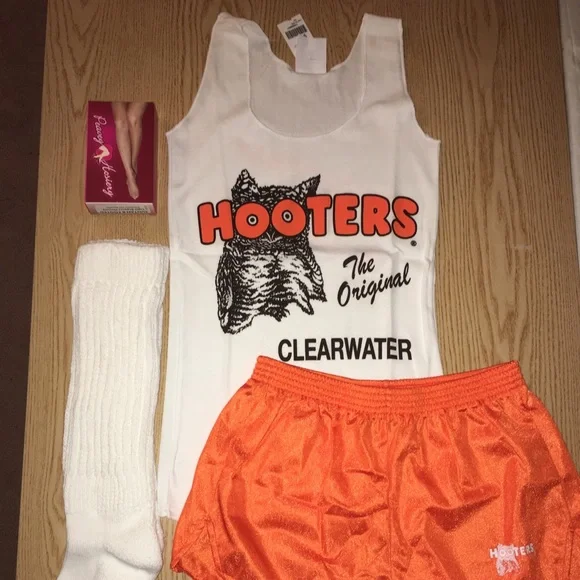 New Hooters Girl Vintage Uniform Tank Shorts Pantyhose XL Length Socks Size XS